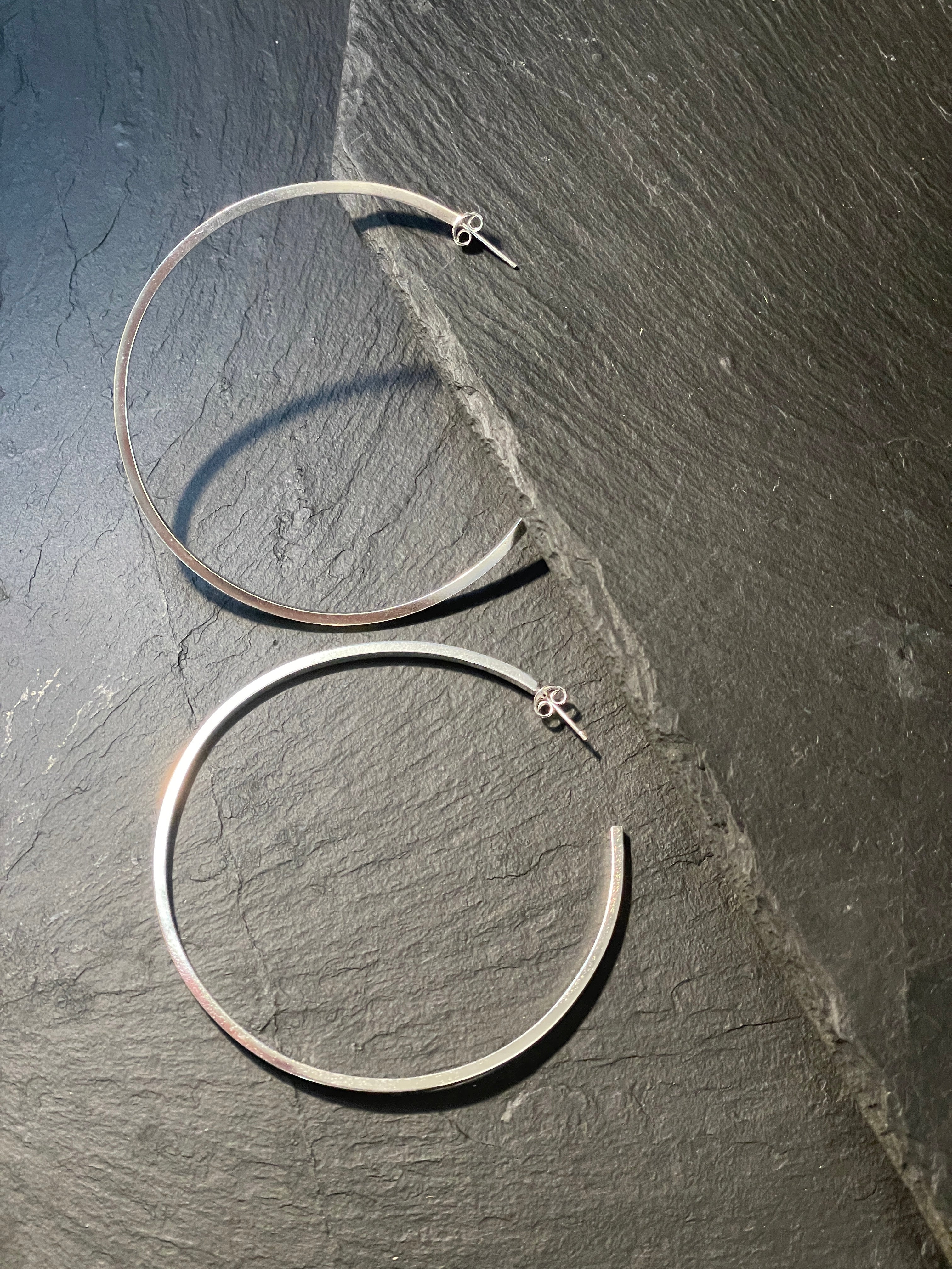 Créoles Fil Carré Grande Taille 60mm - Argent