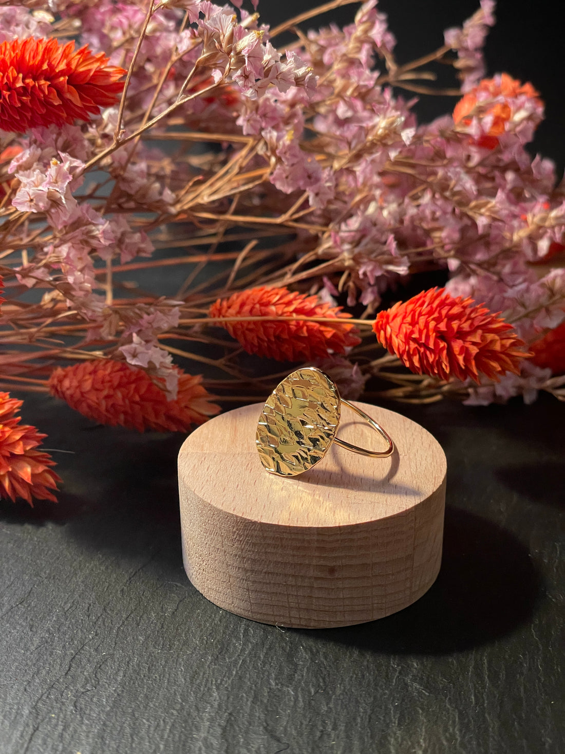 Bague Ovale Martelée - Plaqué Or