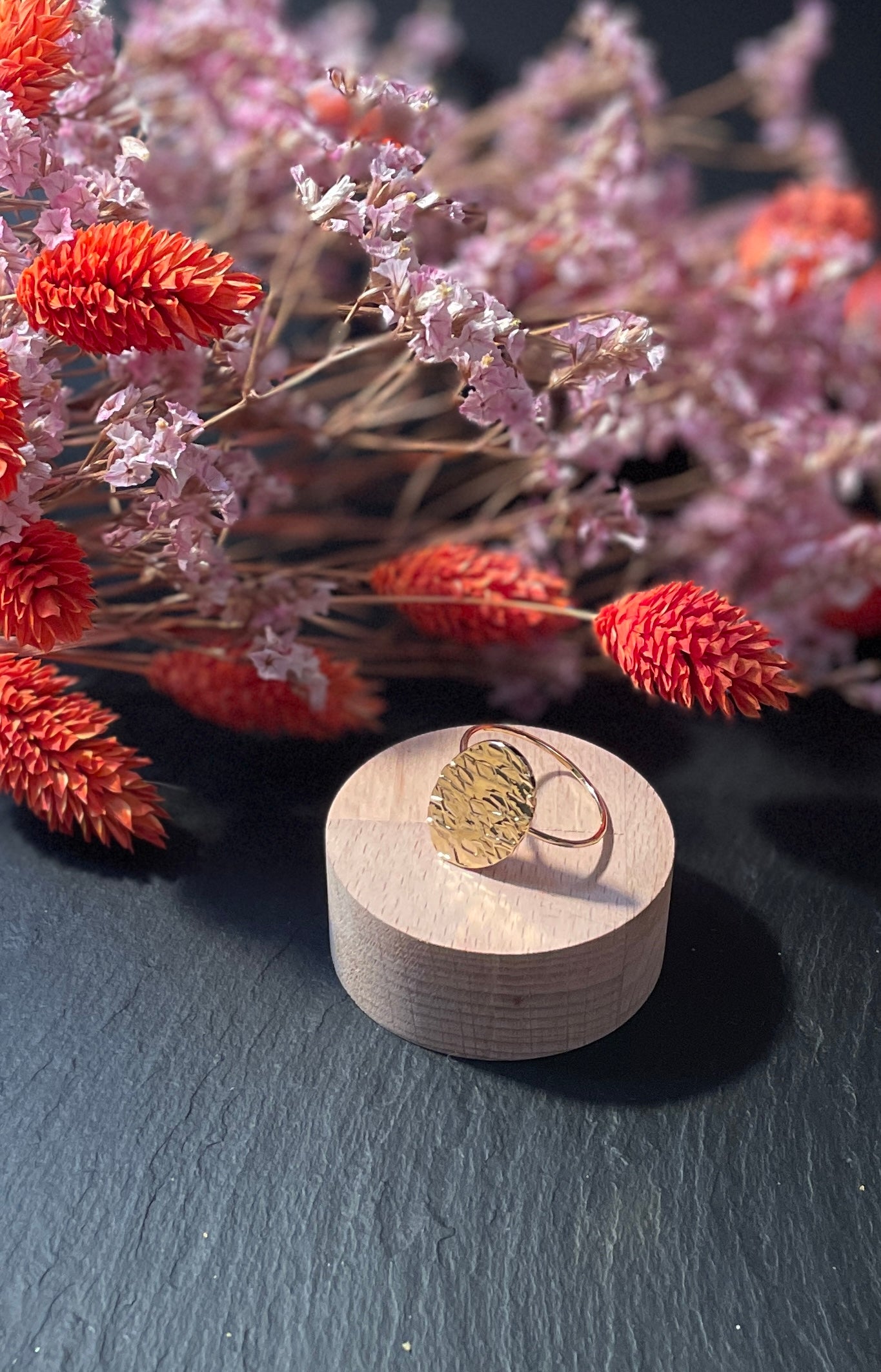 Bague Ovale Martelée - Plaqué Or