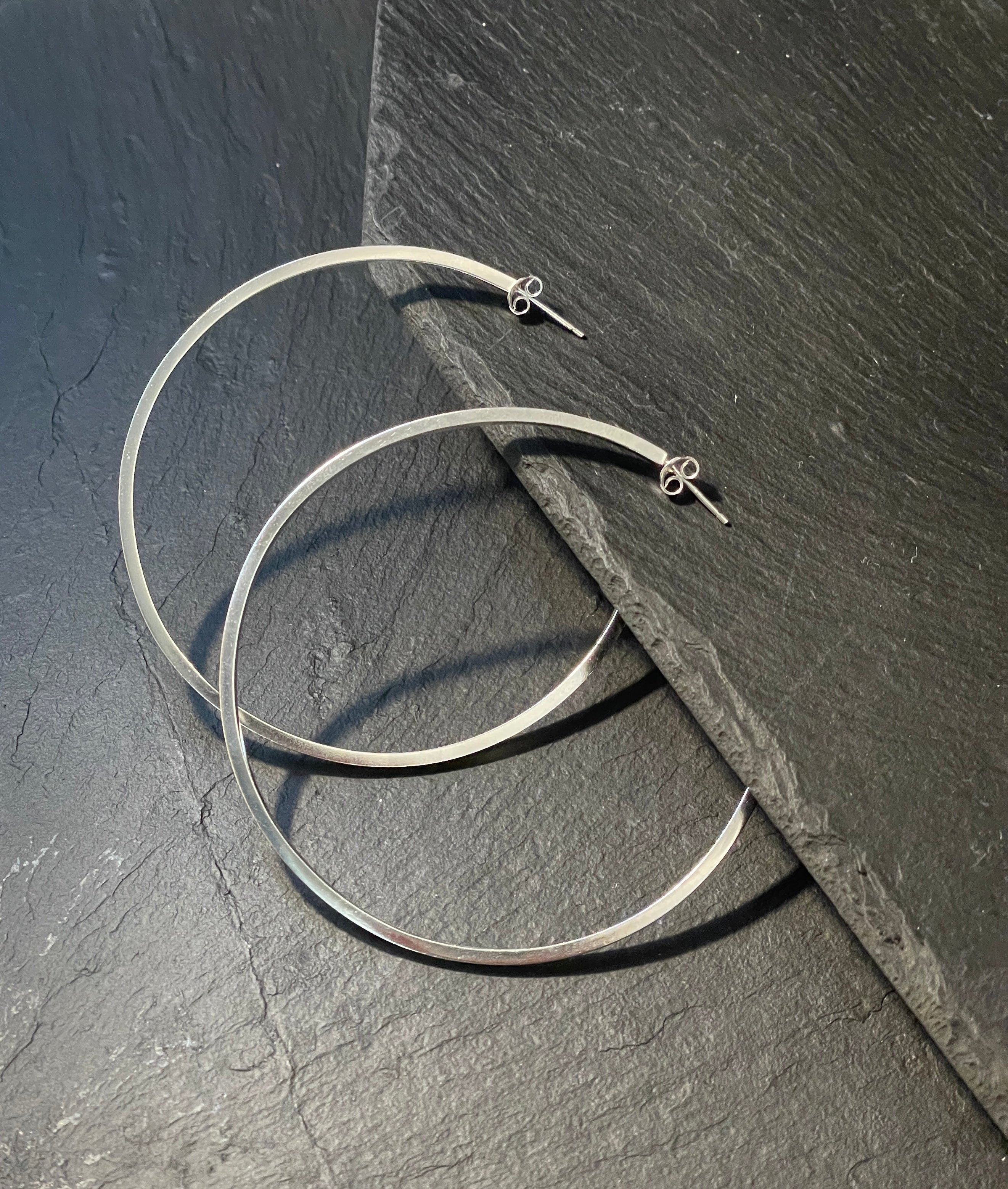 Créoles Fil Carré Grande Taille 60mm - Argent