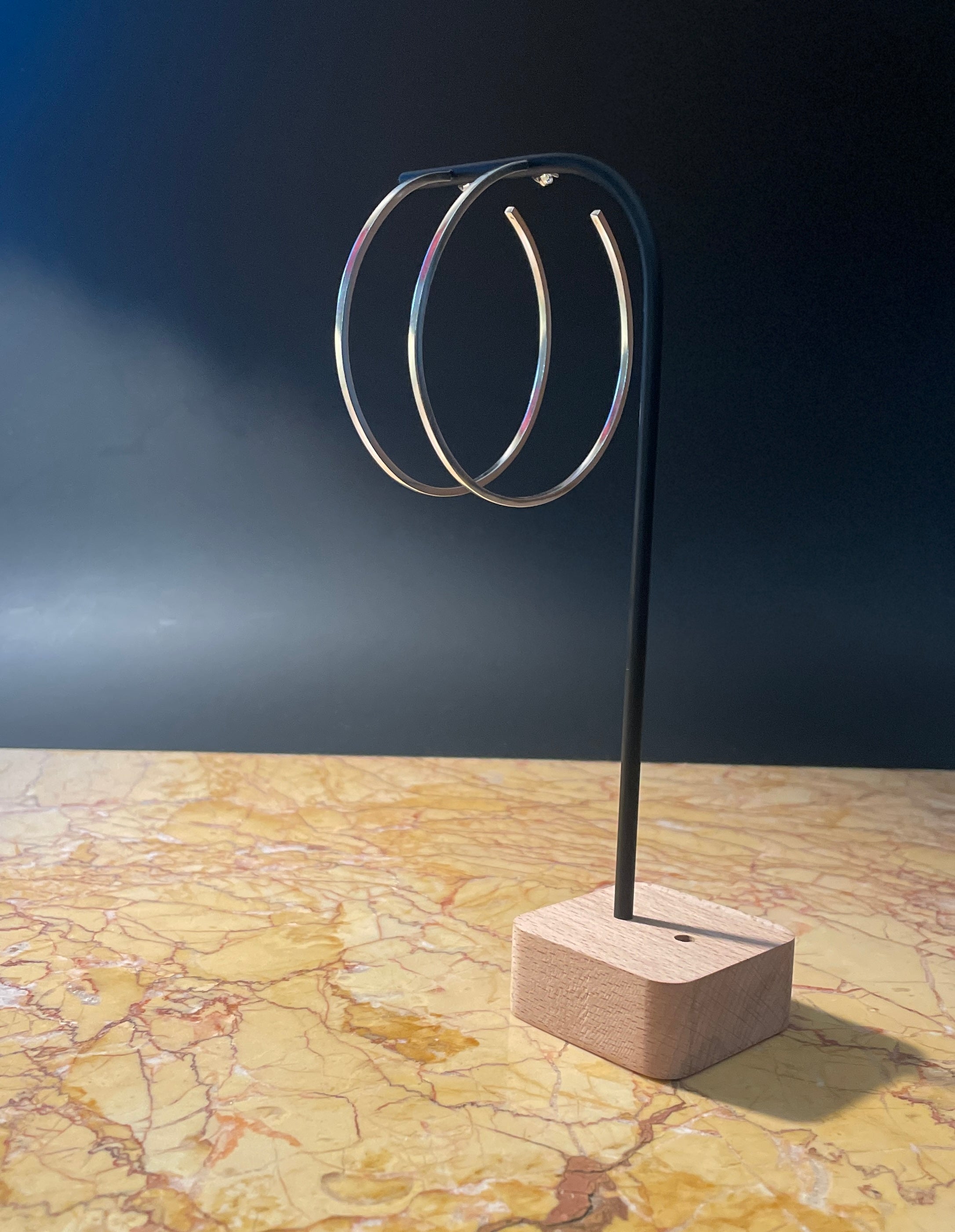 Créoles Fil Carré Grande Taille 60mm - Argent