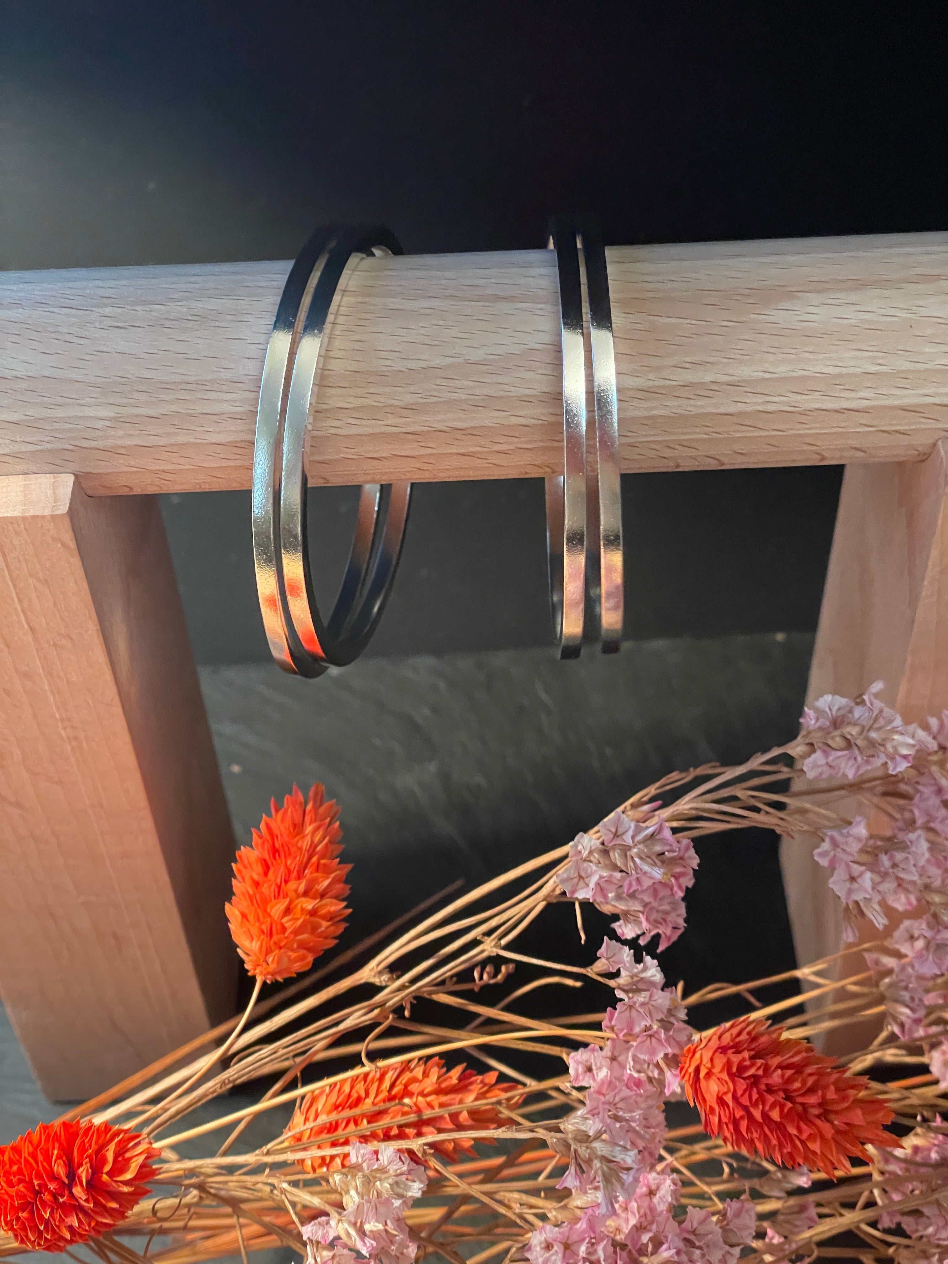 Bracelet Jonc Coco Carré (ép. 3mm) - Argent