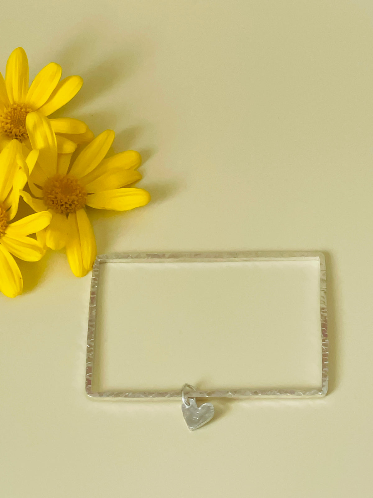Bracelet Rectangle avec Pampille Coeur - Argent
