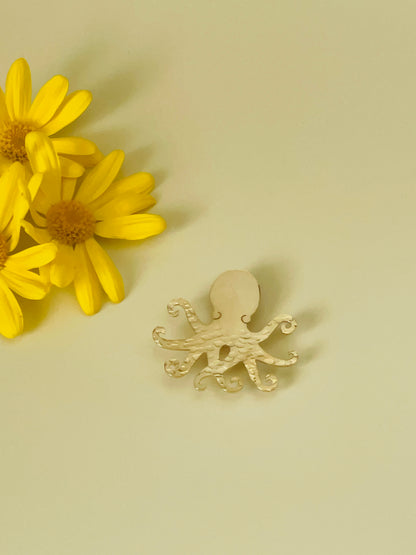 Broche Poulpe - Plaqué Or