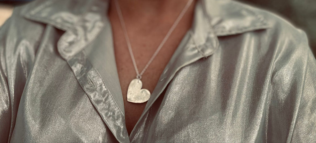 Collier en Argent 950 avec pendentif Coeur - Grande Taille