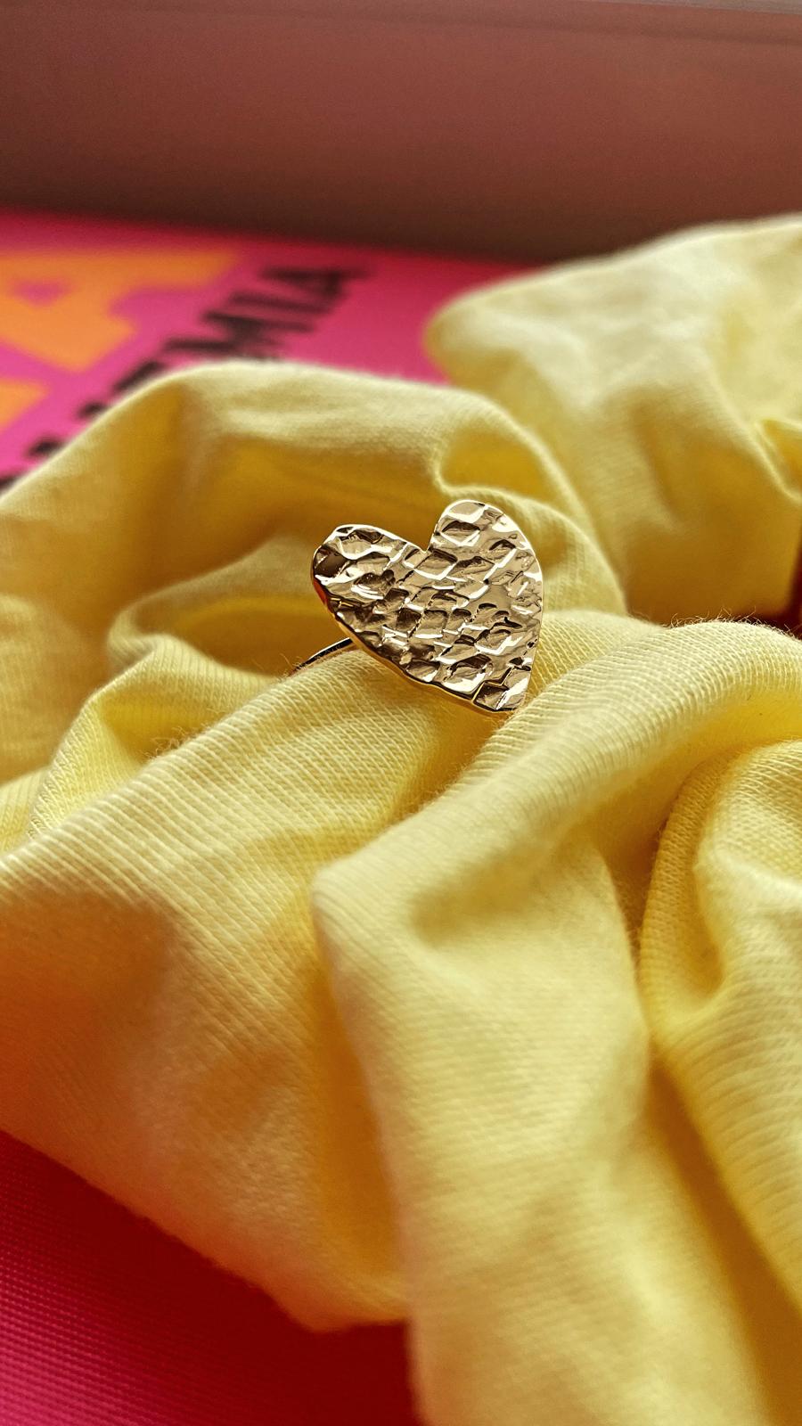 Bague Coeur Martelé - Plaqué Or