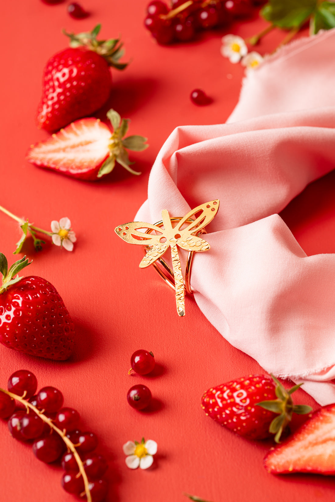 Bague de Foulard Libellule - Plaqué Or