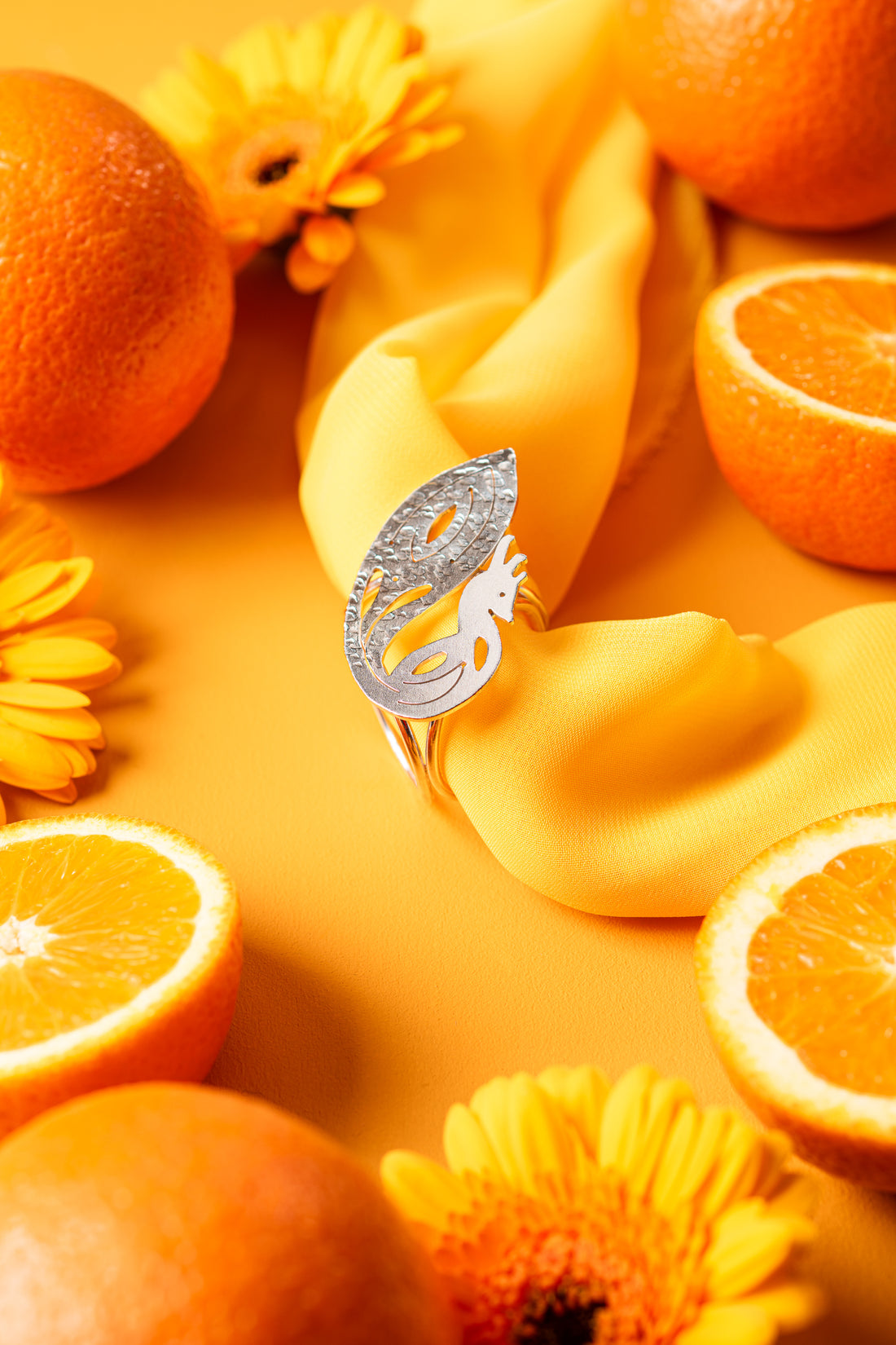 Bague de Foulard Paon - Argent