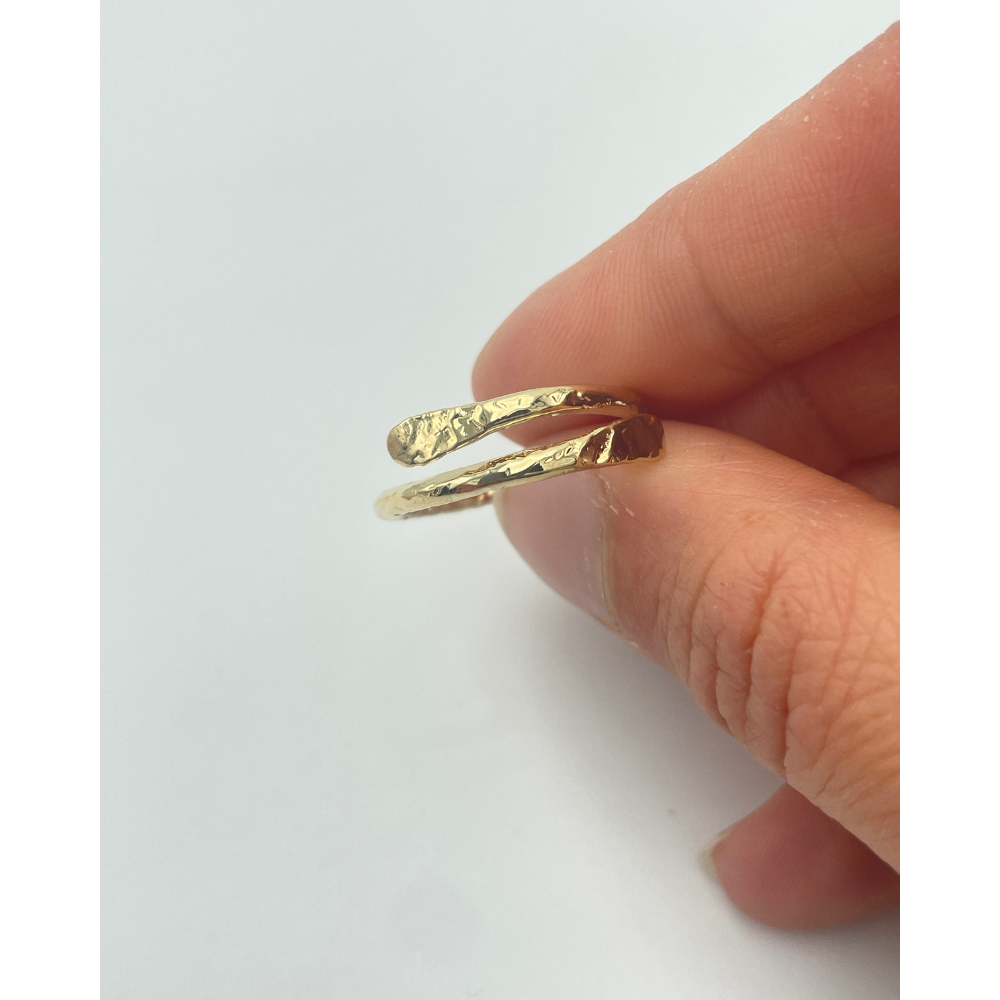 Bague Serpent Double Tête Plate - Plaqué Or