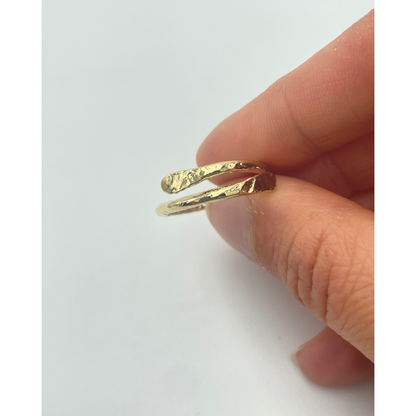 Bague Serpent Double Tête Plate - Plaqué Or