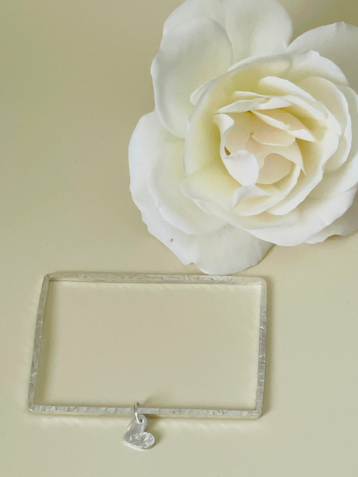 Bracelet Rectangle avec Pampille Coeur - Argent