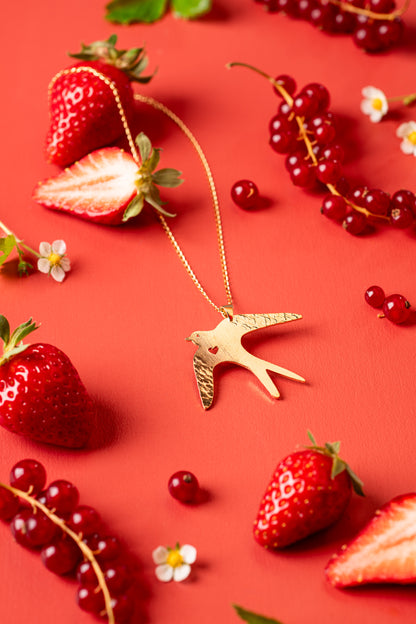 Pendentif Hirondelle - Plaqué Or
