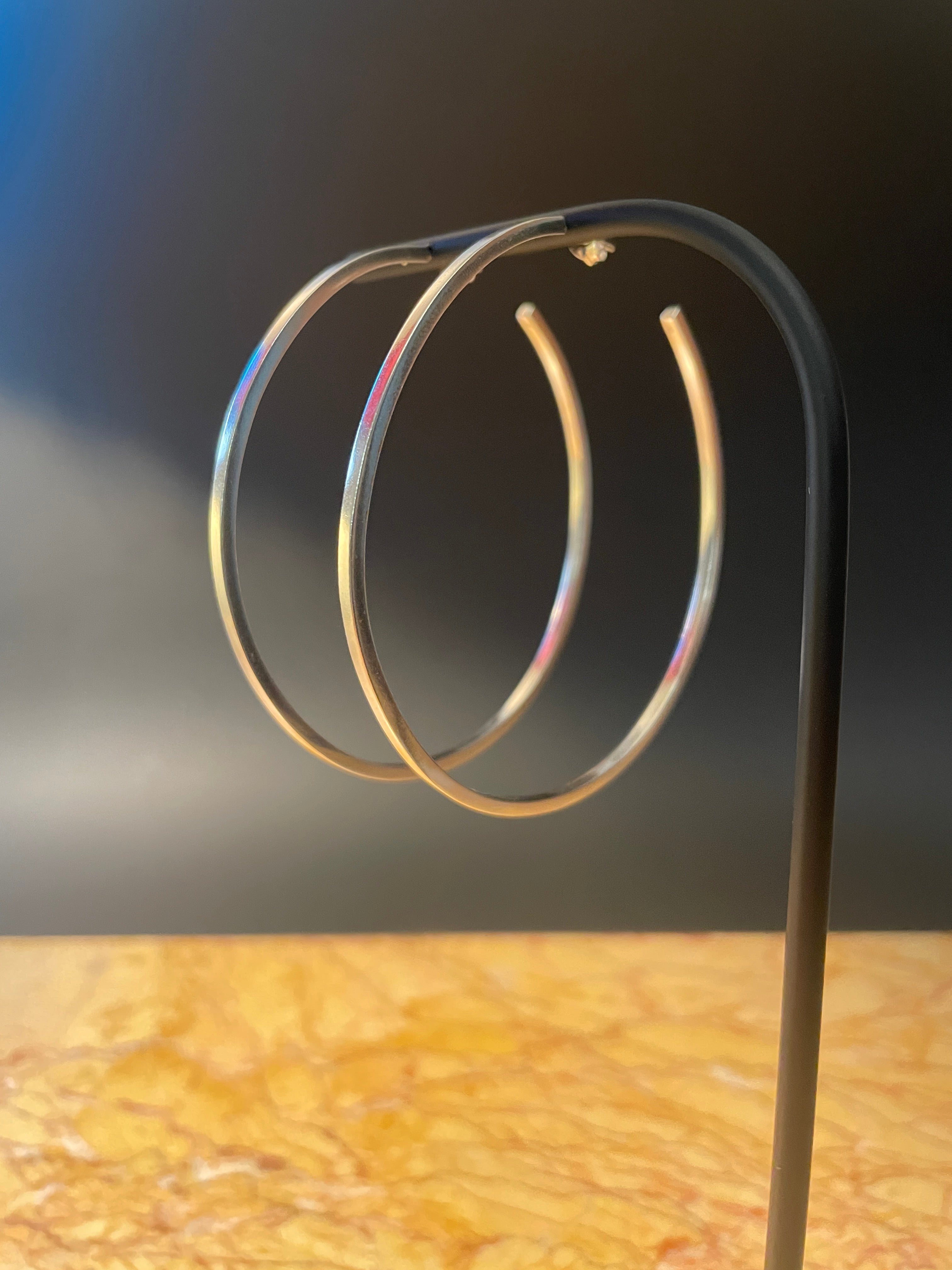 Créoles Fil Carré Grande Taille 60mm - Argent