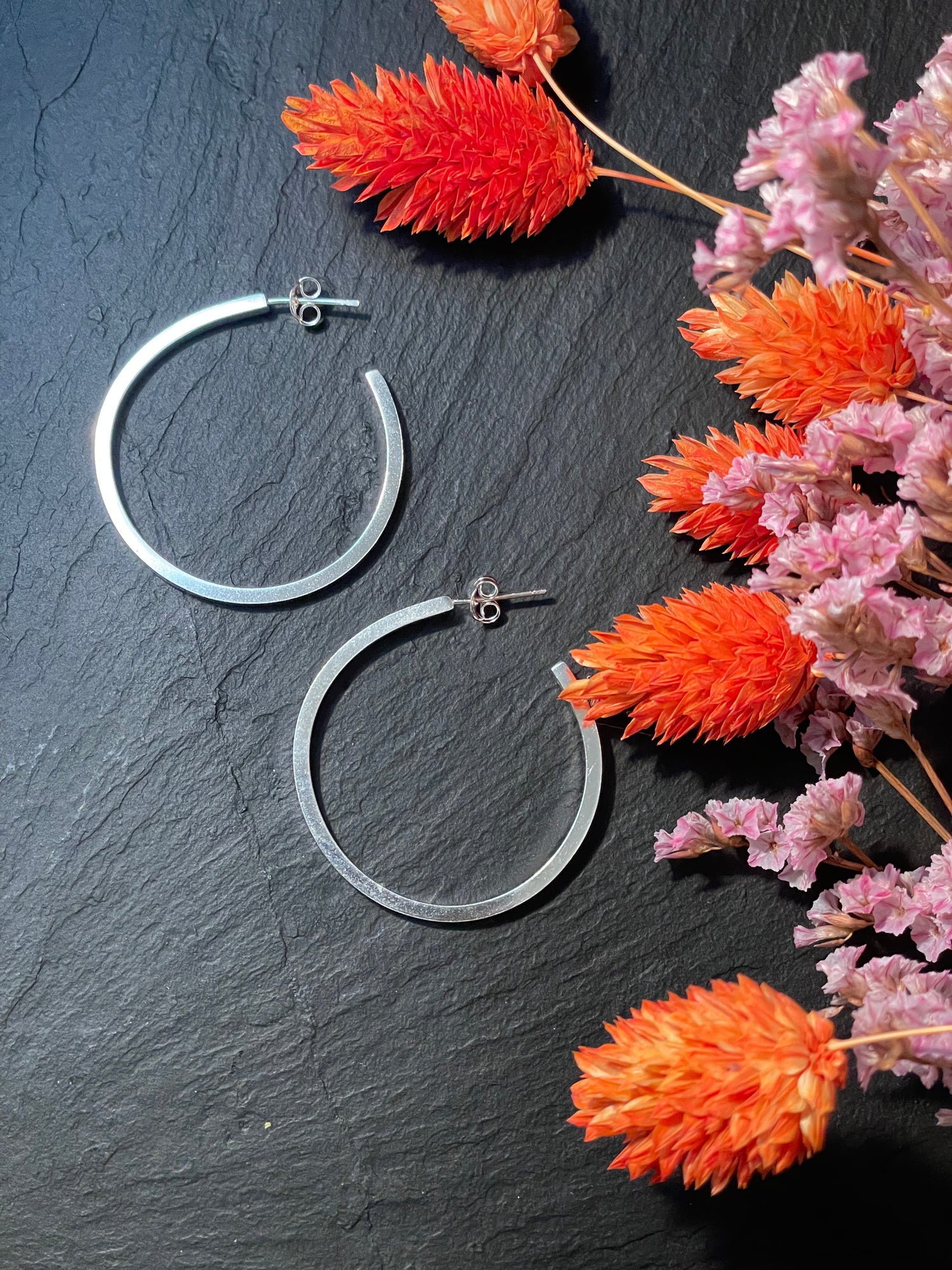 Créoles Fil Carré Moyenne Taille 30mm - Argent