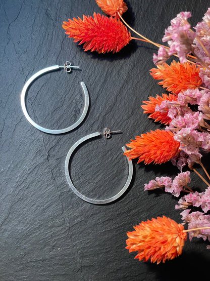 Créoles Fil Carré Moyenne Taille 30mm - Argent