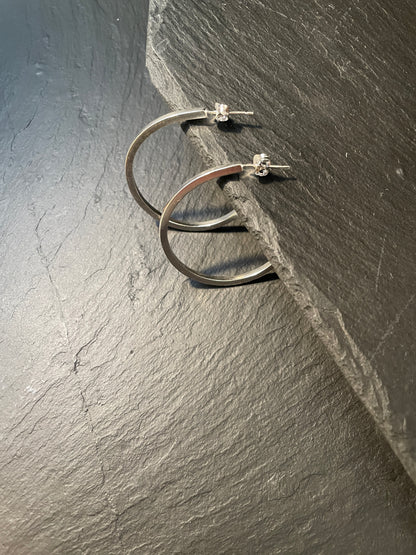 Créoles Fil Carré Moyenne Taille 30mm - Argent