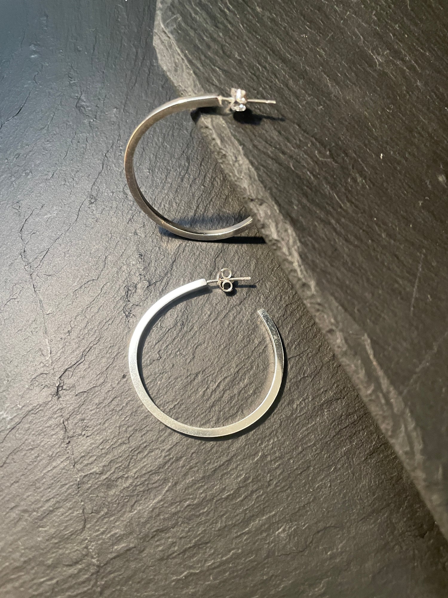 Créoles Fil Carré Moyenne Taille 30mm - Argent