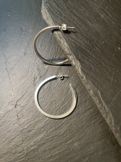 Créoles Fil Carré Moyenne Taille 30mm - Argent